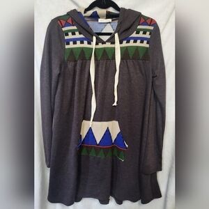 Twenty-second Hoodie Tunic Dress With Kangaroo Pocket Size M
